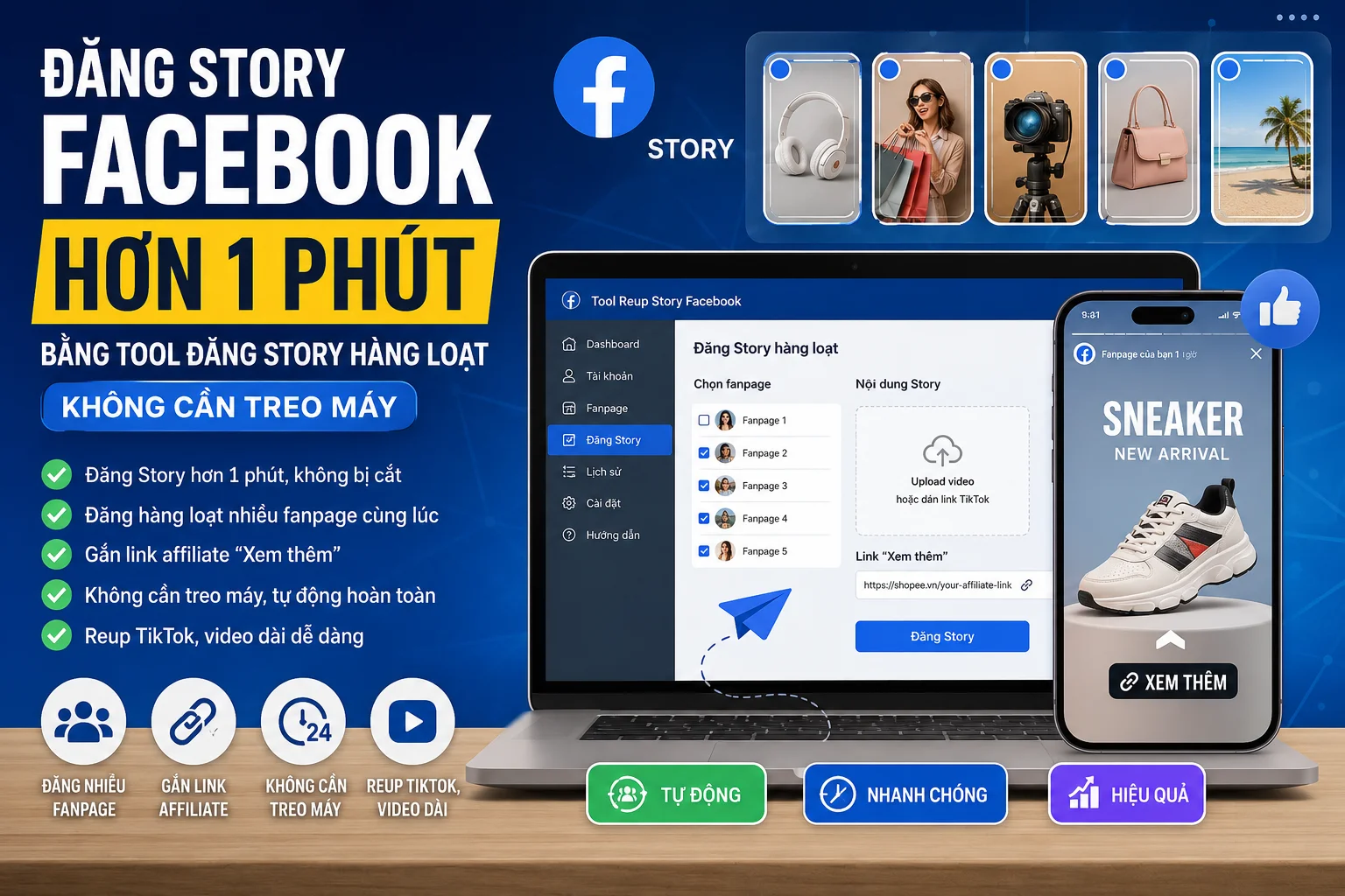 Tool Đăng Story Facebook Hàng Loạt Không Cần Treo Máy